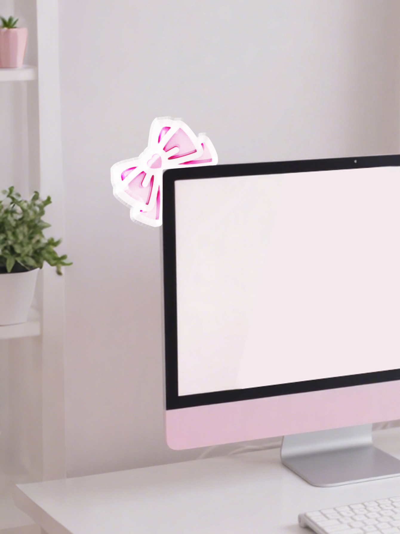 Kawaii Bow Monitor Decor Pink  - Gaming Home Accessories incelemesi ve fiyatı