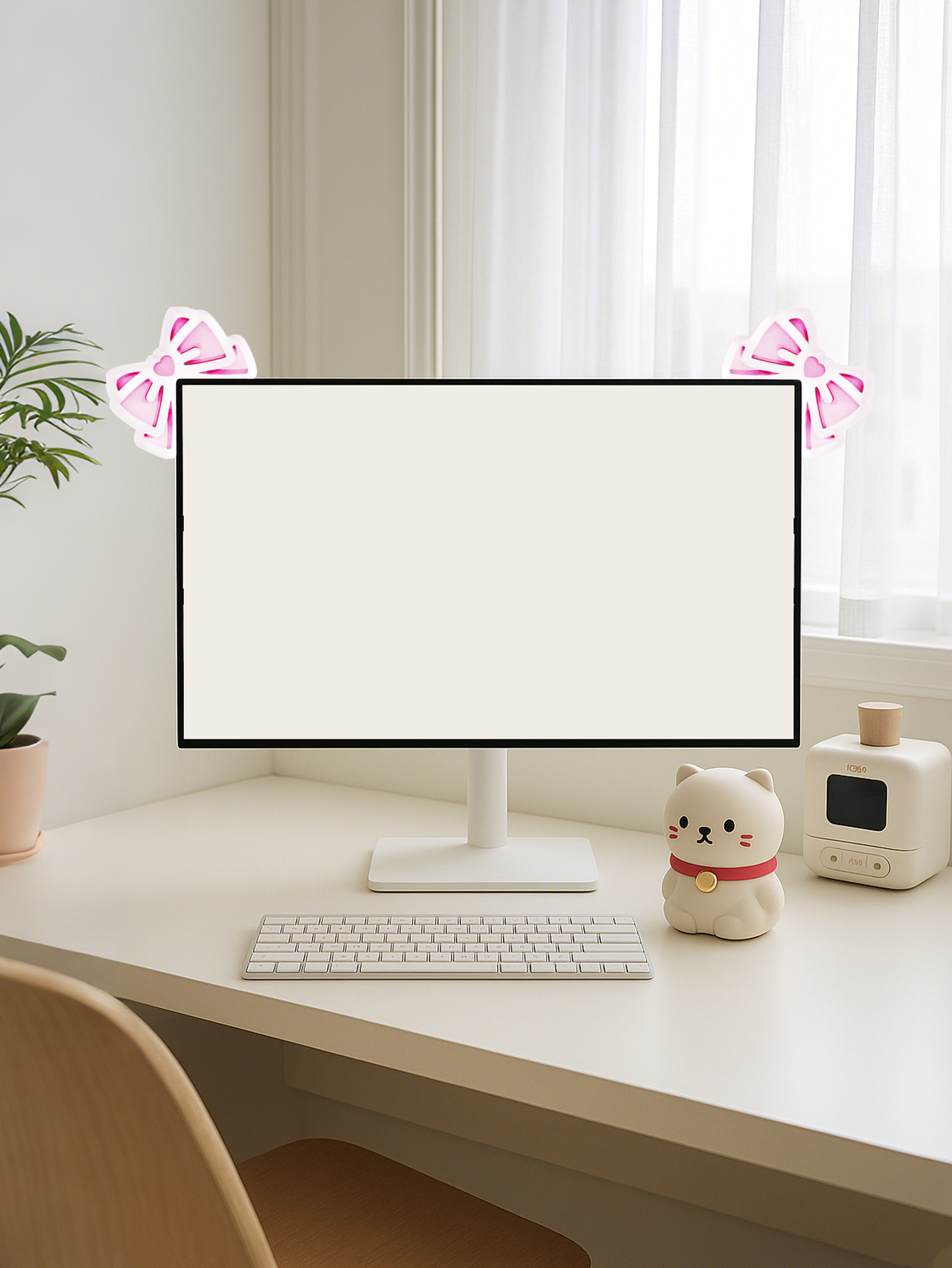 Kawaii Bow Monitor Decor Pink  - Gaming Home Accessories incelemesi ve fiyatı